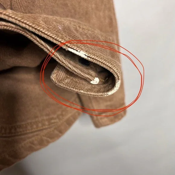 Vintage 90s Guess Workwear Jacket Mens L Brown Canvas Leather Collar Chore Coat - Picture 8 of 13